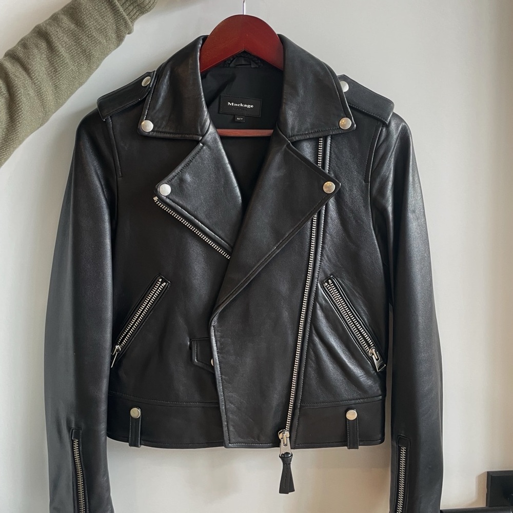 Mackage Black Leather Biker Jacket